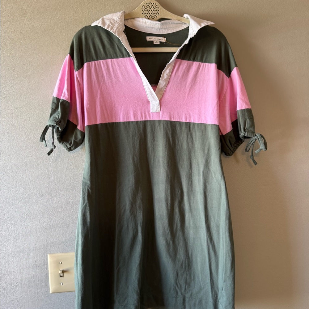 Pink and Green Striped Dress